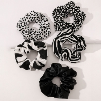 Black & White Element Vlasová Kravata 5ks Elastické Pásky Pro Dívky Ženy Vlasové Doplňky