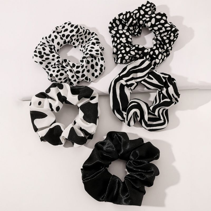 Black & White Element Vlasová Kravata 5ks Elastické Pásky Pro Dívky Ženy Vlasové Doplňky