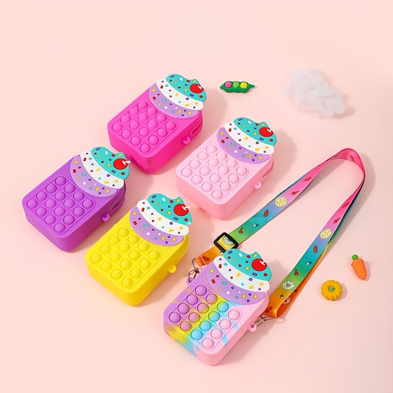 Dětská Silikonová Roztomilá Zmrzlina Messenger Taška Na Mince Peněženka Dekompresní Pop Fidget Hračky Chlapci Dívky