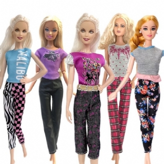 Módní Denní Neformální Sportovní Top Halenka Sukně Kalhoty Šaty Pro Panenky Barbie Doplněk