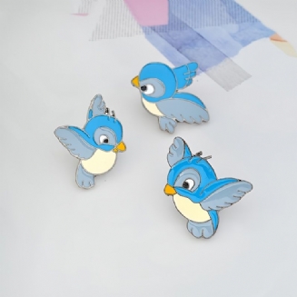 Smaltovaná Modrá Bird Pin Cartoon Brož Džínová Bunda Button Shirt Odznak