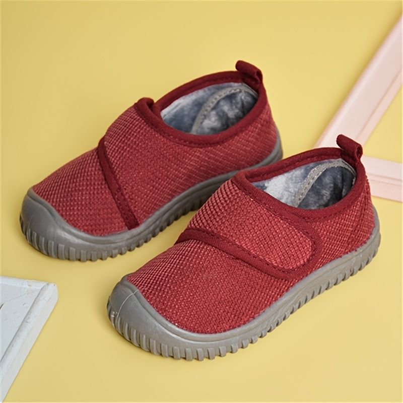 Dívčí Chlapecké Fleece Sneaker Měkká Podrážka Protiskluzový Suchý Zip Neformální Boty Na Zimní Vánoce