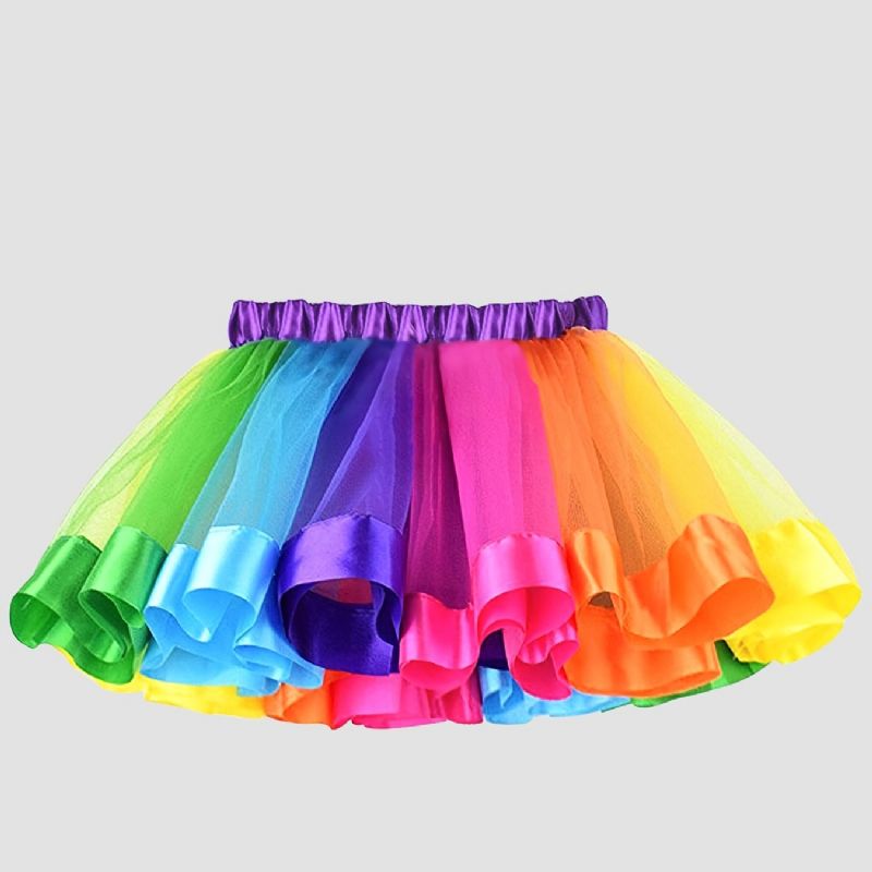 Dívčí Princezna Rainbow Tutu Sukně Baletní Tyl Taneční Společenské Šaty Oblečení Dětské