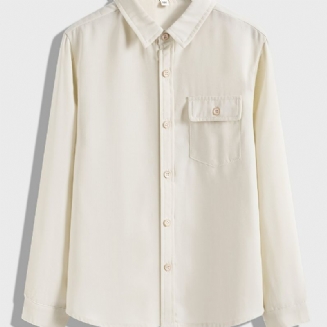 Chlapci Ležérní Cardigan Límeček S Límečkem Košile S Dlouhým Rukávem Dětské Oblečení Na Zimu Krémově Bílá