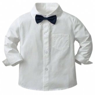 Chlapecká Bílá Košile S Dlouhým Rukávem Oblečení S Motýlkem