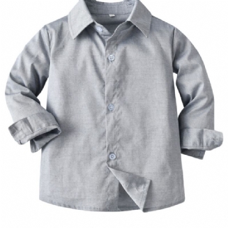 Chlapecká Jednobarevná Košile Na Knoflíky S Dlouhým Rukávem S Klopou Blůza Topy Dětské Oblečení