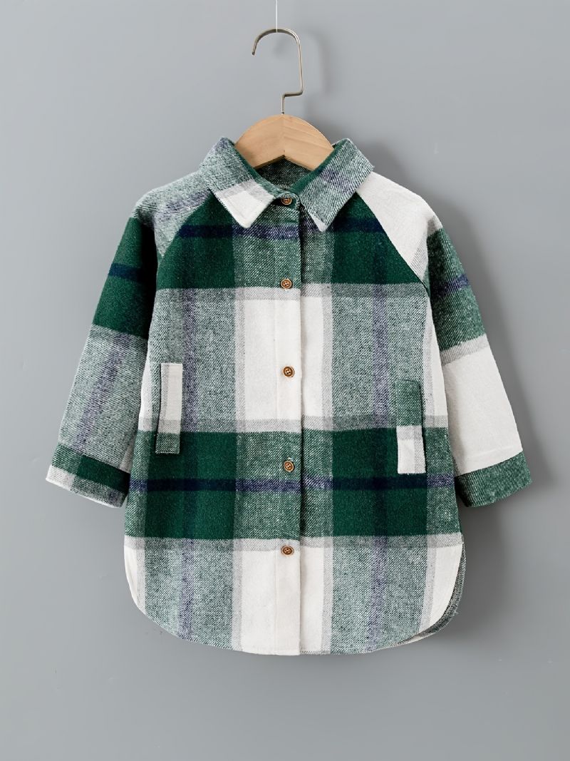 Chlapecká Kostkovaná Flanelová Košile S Knoflíky Pro Zimní Dětské Oblečení