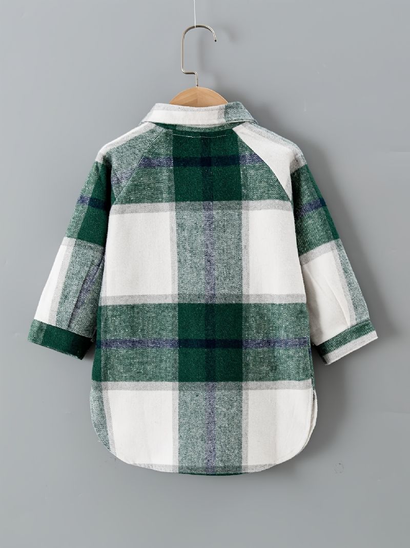 Chlapecká Kostkovaná Flanelová Košile S Knoflíky Pro Zimní Dětské Oblečení