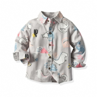 Chlapecká Košile S Dlouhým Rukávem S Dětským Oblečením Se Vzorem Dinosaura