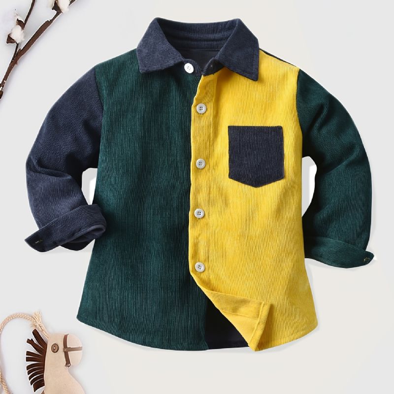 Chlapecké Batolecí Tričko S Dlouhým Rukávem Colorblock Top Dětské Oblečení