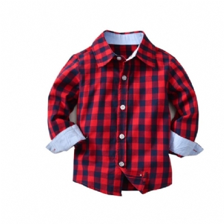 Dětská Kostkovaná Košile S Dlouhým Rukávem Pro Batolata Chlapci Dětské Oblečení