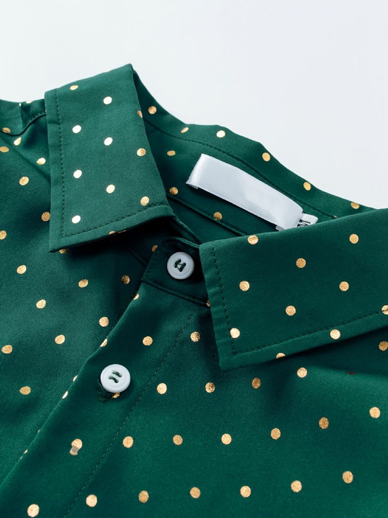 Kojenecké Puntíkované Košile Na Knoflíky S Dlouhým Rukávem Zelená Halenka Topy Pro Chlapce Dívky Dětské Oblečení