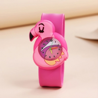 Dětské Módní Elegantní Roztomilé Růžové Flamingo Cartoon Slap Watch