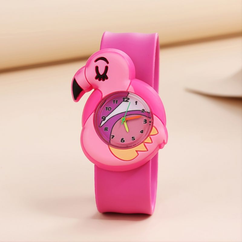 Dětské Módní Elegantní Roztomilé Růžové Flamingo Cartoon Slap Watch