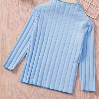 Dívčí Rolák S Dlouhým Rukávem Pevné Žebrované Spodní Prádlo Pro Zimní Dětské Oblečení