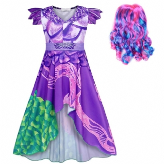 2ks Dívčí Kostým Princezna Dress Up Narozeninová Párty Sada Vánočního Oblečení A Paruky