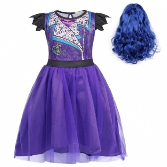2ks Kostým Dívčí Šaty Princezna Oblékání Narozeninová Párty Halloween Vánoční Cosplay Outfit & Paruka Set