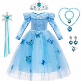 8ks Dívčí Kostým Motýlí Princezna S Doplňky Společenské Šaty Dětské Oblečení