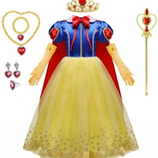 9ks Dívčí Sněhurka Šaty Kostým Princezna Šperky Rukavice Korunka & Hůlka Oblečení Na Vánoční Večírek Narozeninové Dětské