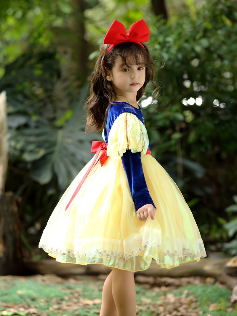 Dívčí Batole Kostým Princezna Sněhurka S Bambulkou S Rukávem Sukně S Mašlí Čelenka Na Vánoční Večírek Narozeninové Oblečení Pro Děti