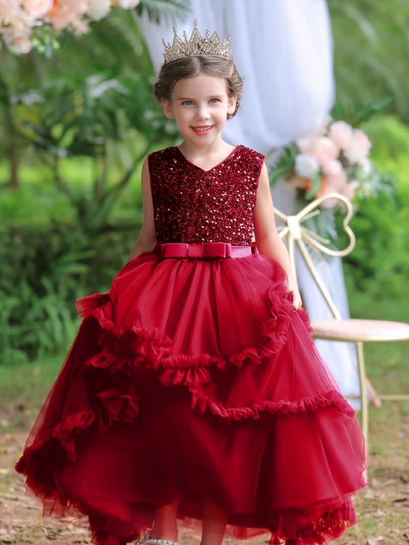 Dívčí Elegantní Flitry Bez Rukávů Princeznovské Šaty Pro Vánoční Narozeninový Večírek