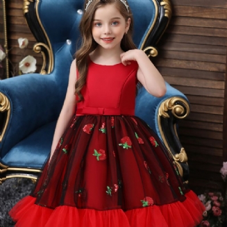 Dívčí Elegantní Kostým Princezny Bez Rukávů S Jahodovou Výšivkou Na Vánoční Večírek
