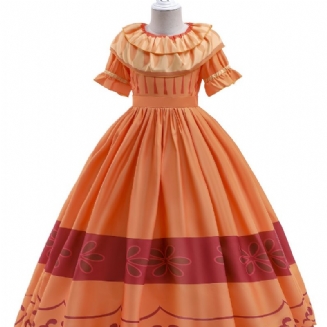 Dívčí Elegantní Nádherné Nařasené Šaty Kostým Pro Vystoupení Oranžová