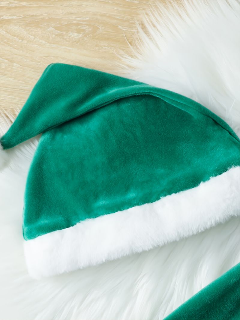 Dívčí Elegantní Nádherné Šaty Pro Princeznu Ze Sametové Síťoviny A Čepice Santa Na Vánoční Večírek