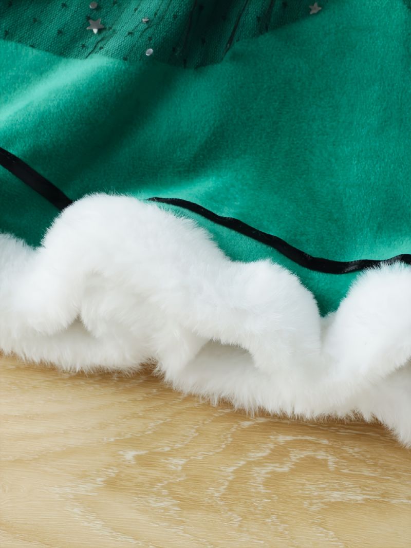 Dívčí Elegantní Nádherné Šaty Pro Princeznu Ze Sametové Síťoviny A Čepice Santa Na Vánoční Večírek