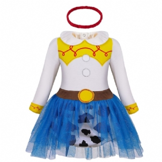 Dívčí Elegantní Roztomilé Kreslené Princeznovské Šaty Ze Síťoviny Prošívání Kostýmu Kombinéza Pro Párty Výkon