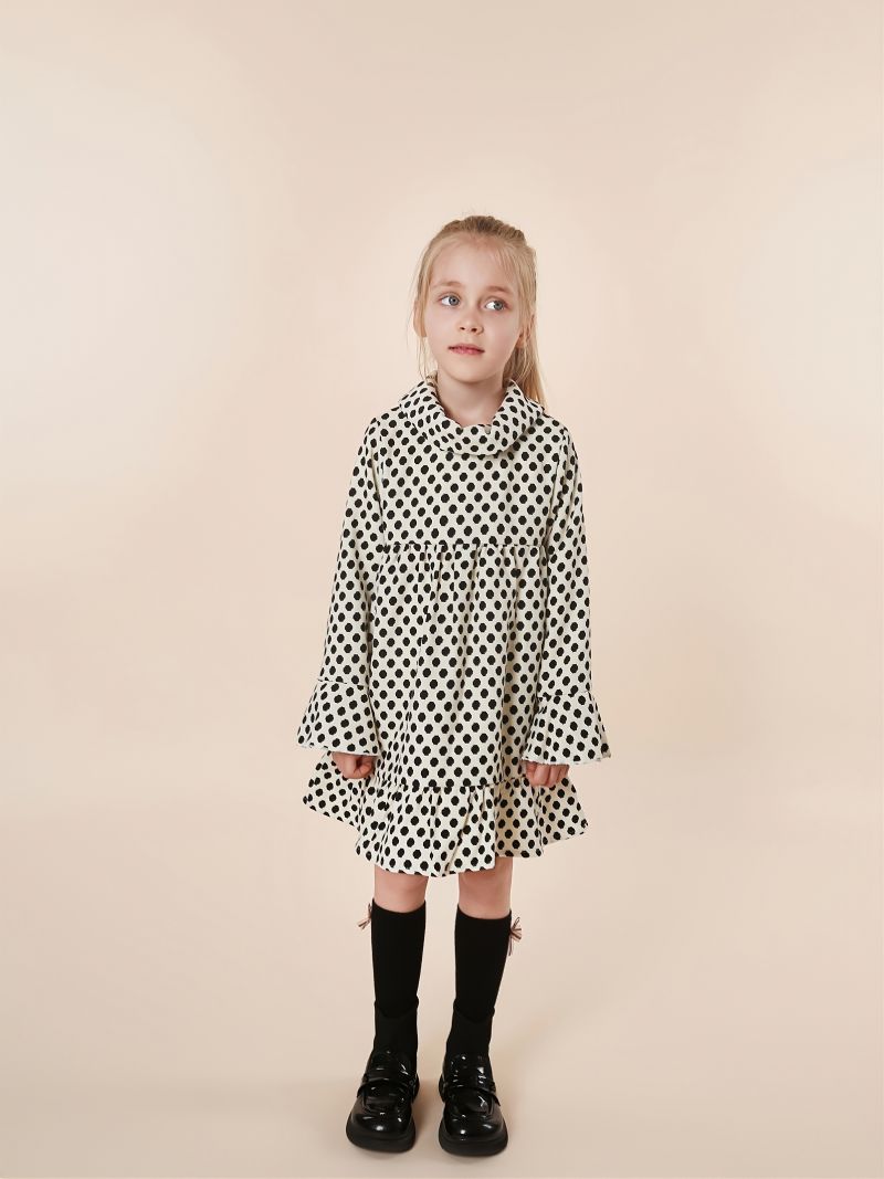 Dívčí Fleecové Teplé Puntíkované Šaty Na Podzim A Zimu