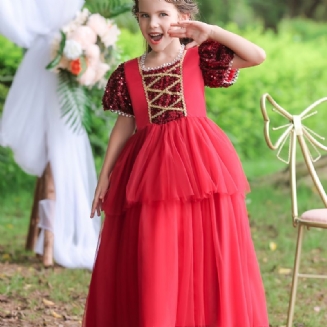 Dívčí Jednobarevné Roztomilé Elegantní Šaty Pro Princeznu Narozeninové Párty Vánoční Zvláštní Příležitost