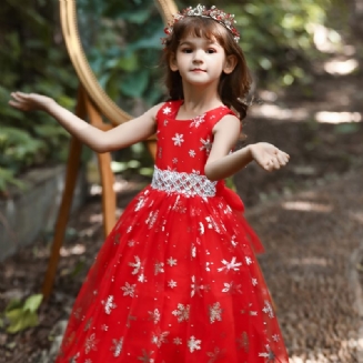 Dívčí Jednobarevné Šaty S Potiskem Sněhových Vloček Pro Princeznu Narozeninový Večírek Vánoční Zvláštní Příležitost
