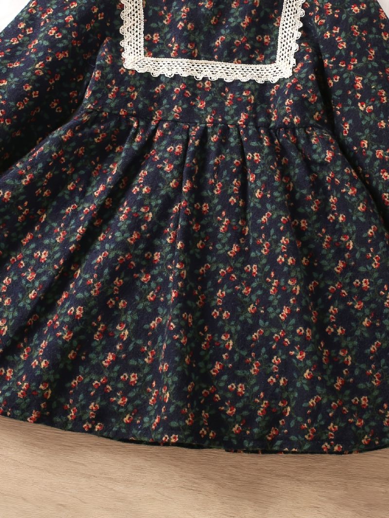 Dívčí Květinové Krajkové Šaty S Dlouhým Rukávem Dětské Oblečení