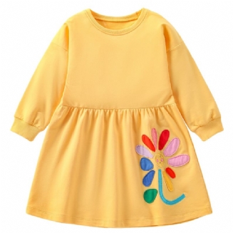 Dívčí Květinové Šaty S Dlouhým Rukávem S Výstřihem Pro Děti Dětské Oblečení