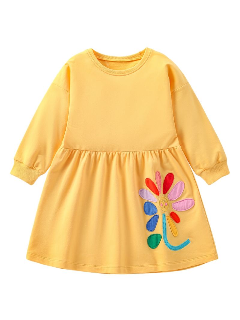 Dívčí Květinové Šaty S Dlouhým Rukávem S Výstřihem Pro Děti Dětské Oblečení