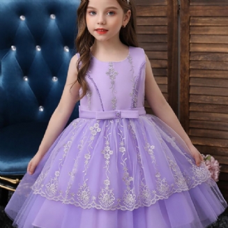 Dívčí Nádherné Květinové Výšivky Nadýchané Princeznovské Šaty Kostým Pro Slavnostní Příležitost