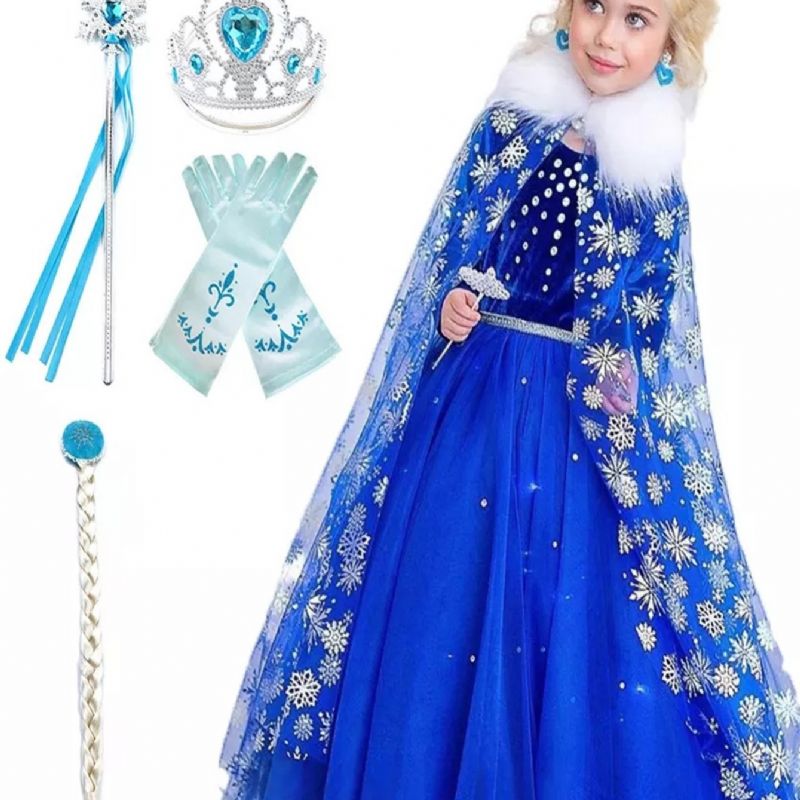 Dívčí Nebesky Modré Společenské Šaty Korunka Šperky Rukavice A Princezna Hůl