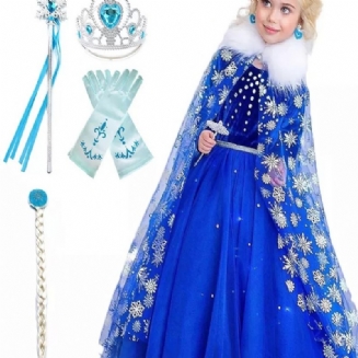 Dívčí Nebesky Modré Společenské Šaty Korunka Šperky Rukavice A Princezna Hůl