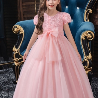 Dívčí Princezna Květinové Nadýchané Síťované Vyšívané Elegantní Ležérní Šaty