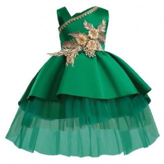 Dívčí Síťované Patchworkové Princeznovské Šaty Společenské Na Vánoční Večírek Narozeninové Dětské Oblečení