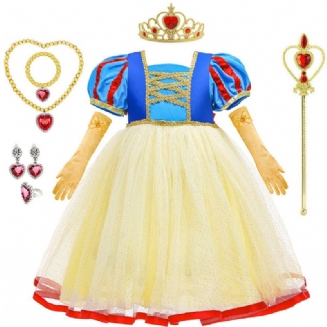 Dívčí Sněhurka Šaty Kostým Princezna Šperky Rukavice Korunka A Hůlka Na Vánoční Večírek Narozeniny Dětské Oblečení