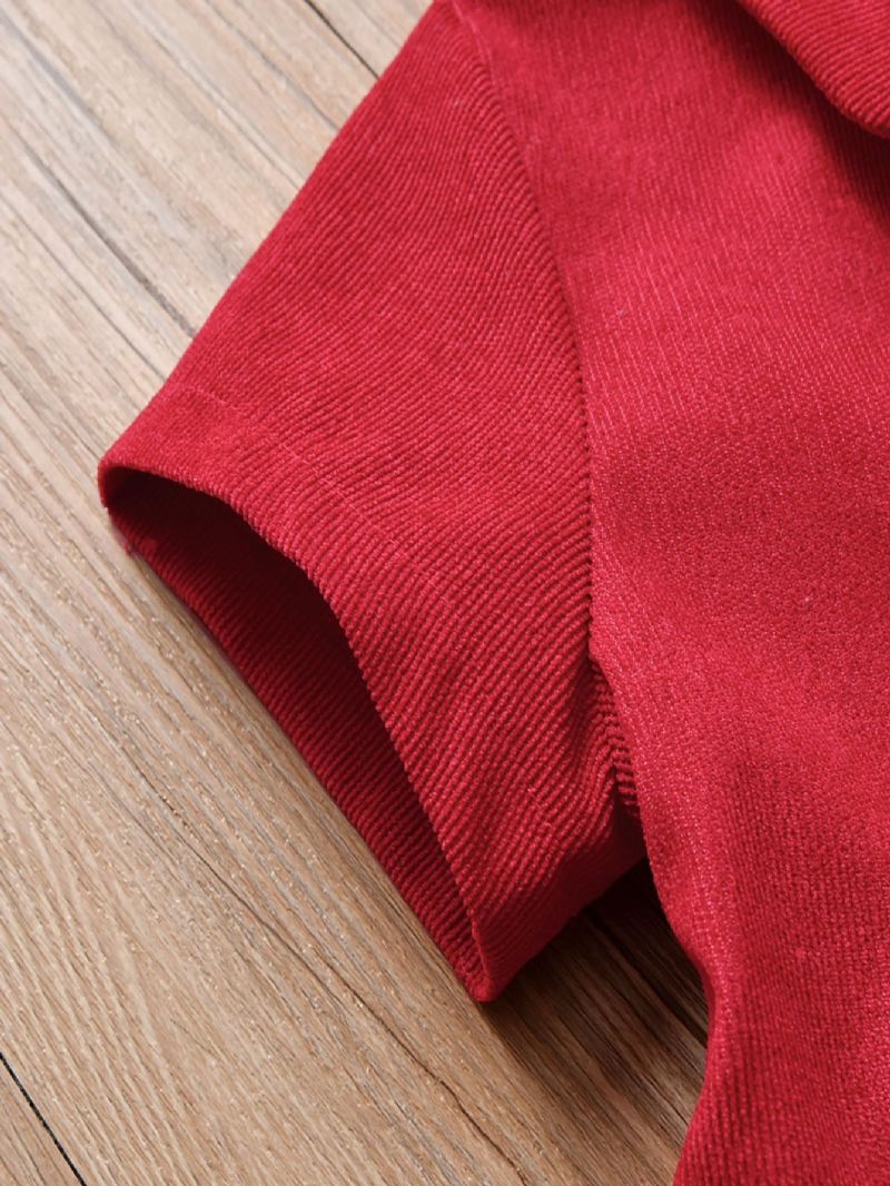Dívčí Vánoční Šaty S Krátkým Rukávem S Klopou Elegantní