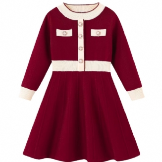 Dívčí Vintage Ležérní Pletené Termo Šaty Na Zimní Vánoční Večírek