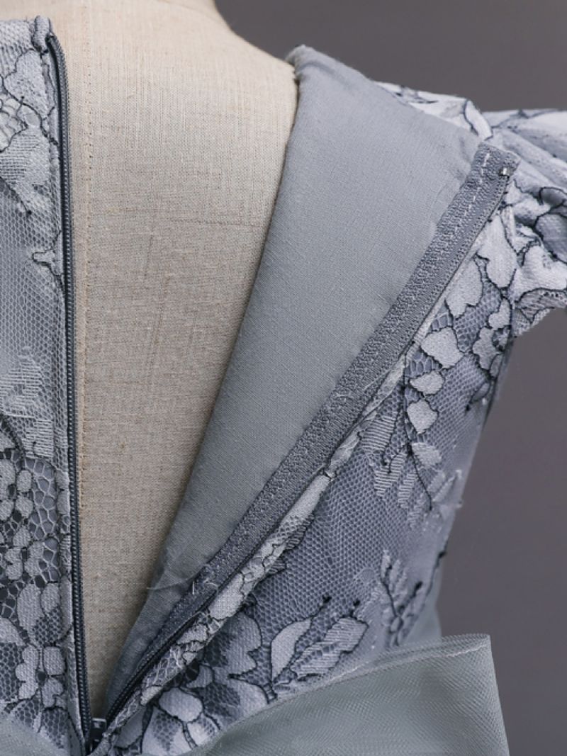 Dívčí Šaty S Květinovým Potiskem Volán Na Ramenou Síťované Elegantní Dětské Oblečení Společenské Plesové