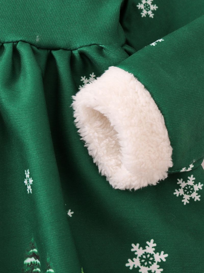 Dívčí Šaty S Potiskem Santa Claus & Snowflake Termo Fleecové Na Vánoční Večírek
