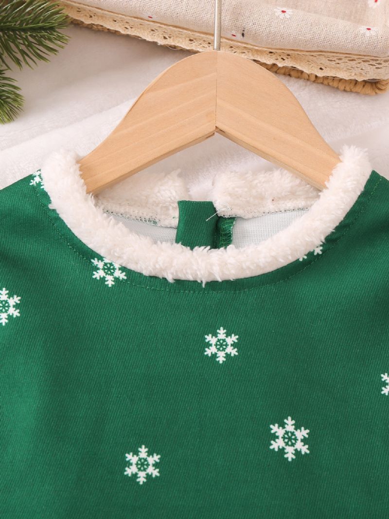 Dívčí Šaty S Potiskem Santa Claus & Snowflake Termo Fleecové Na Vánoční Večírek