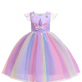 Dívčí Šaty Unicorn Mesh Princezna Formální Společenské Vánoční