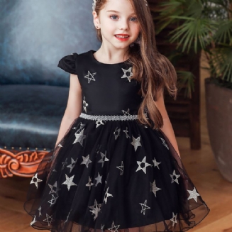 Halloween Dívčí Hvězdné Pentagramové Designové Síťové Šaty Společenské