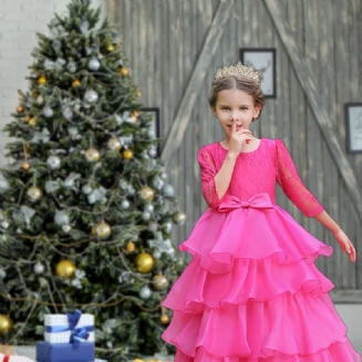 Holčičky Princezna Šaty Krajkové Tylové Svatební Květiny Na Štědrý Večer Narozeninová Party Dětské Oblečení